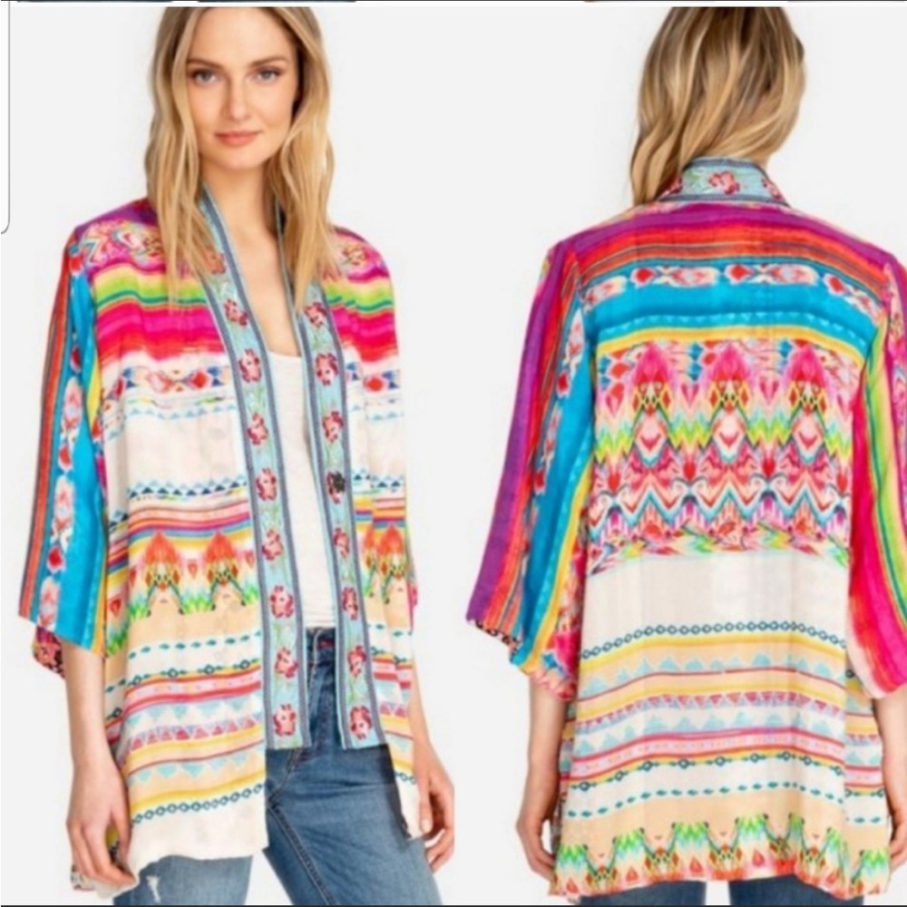 JOHNNY WAS silk reversible kimono